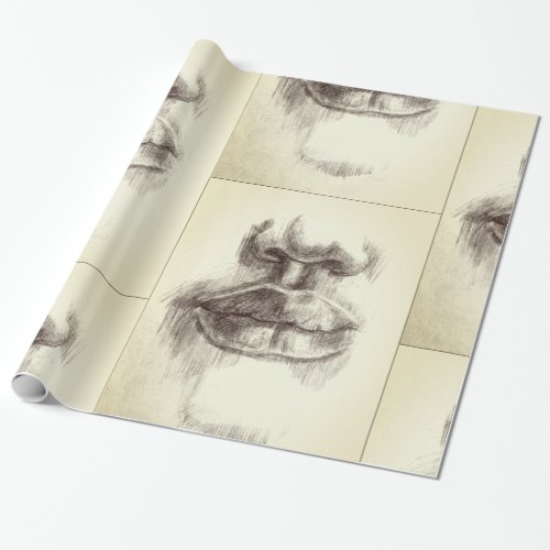 Lips  Nose Pencil Drawing  Wrapping Paper