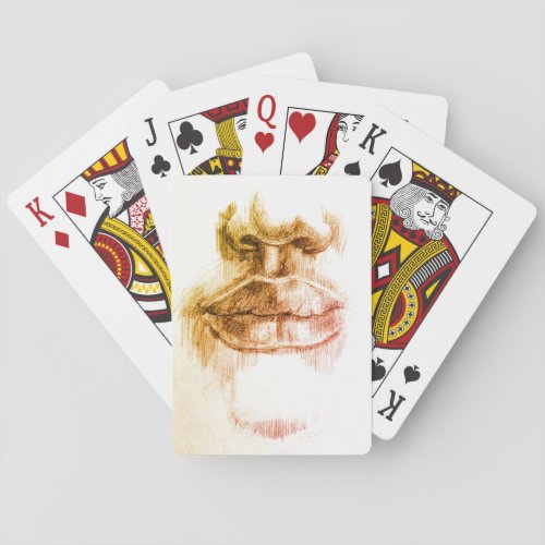 Lips Pencil Sketch Classic Playing Cards