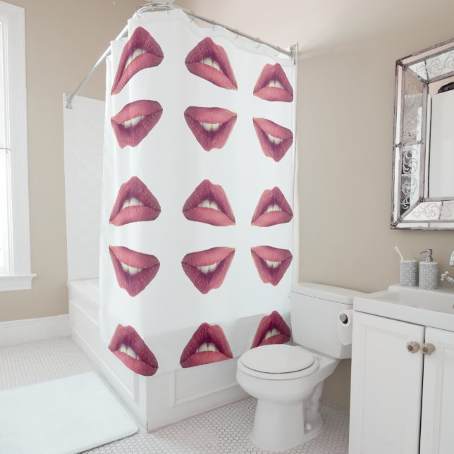 Lips, Pink Lips Shower Curtain (In Situ)