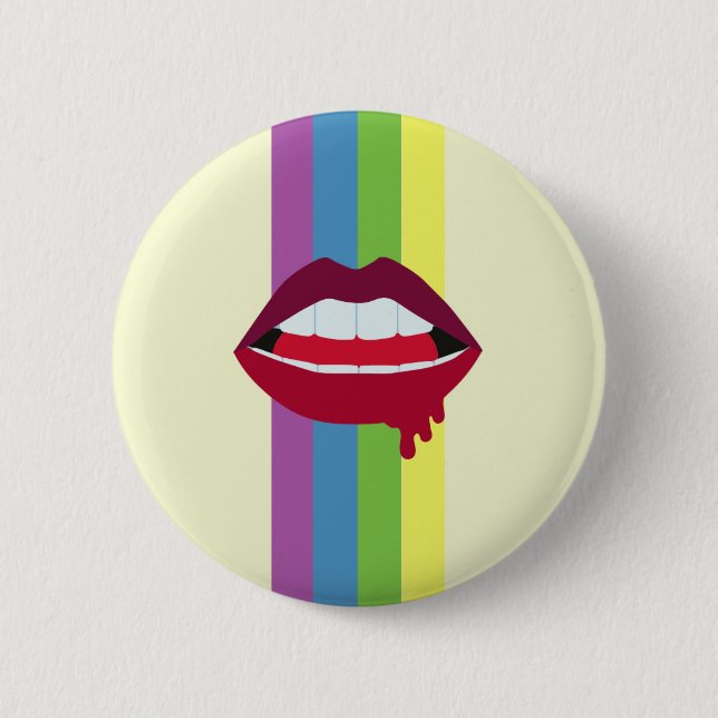 Lips & Rainbow Badge Pinback Button (Front)