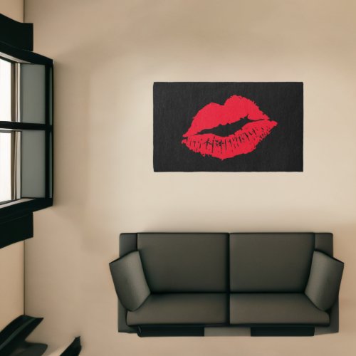 Lips Red and Black Sassy Rug