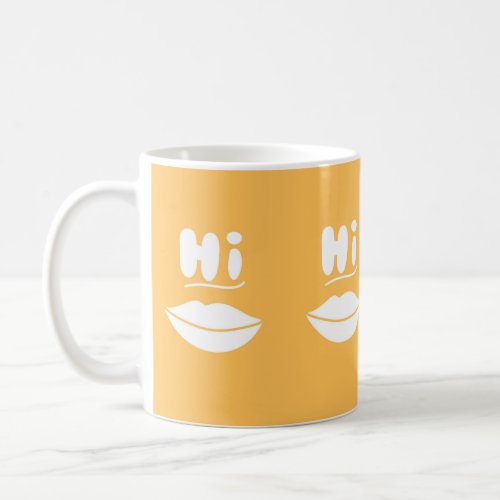 Lips saying hi coffee mug