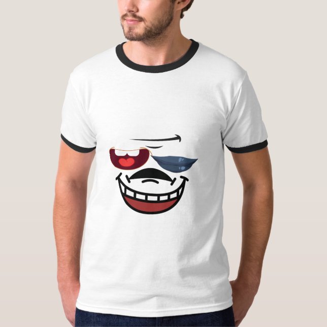 Lips & Teeth Harmony: Unique Emoji  Design T-Shirt (Front)