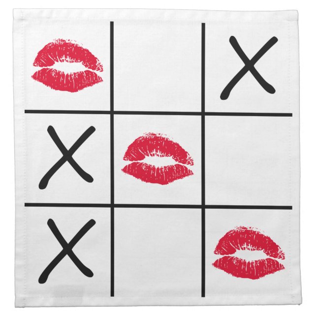 Lips Tic Tac Toe Cloth Napkin (Front)