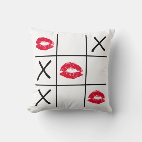 Lips Tic Tac Toe Throw Pillow