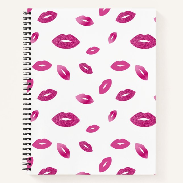 Lips with pink glitter notebook (Front)