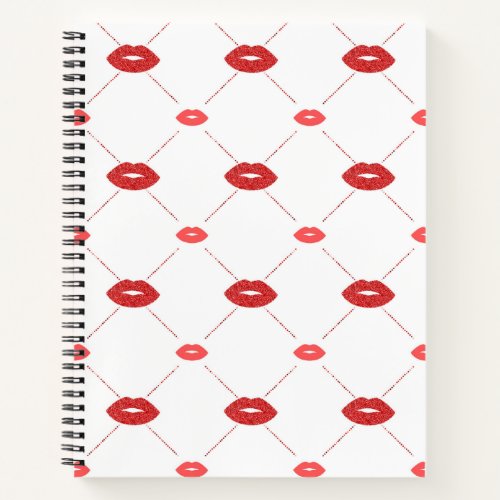 Lips with red glitter notebook