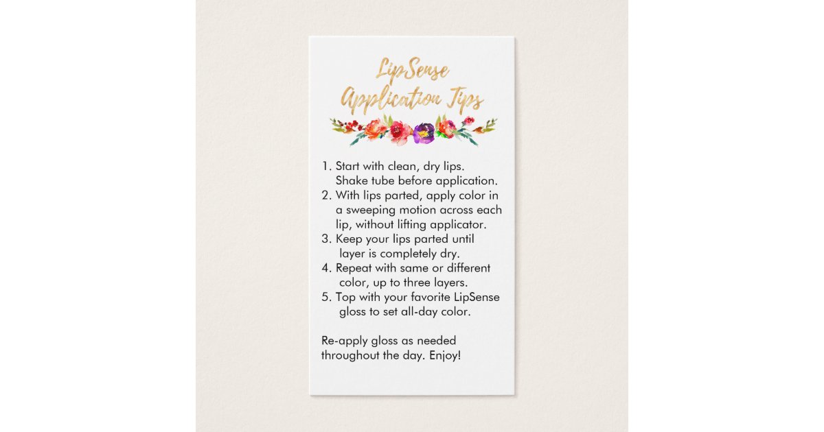 LipSense Application &amp; Tips Card | Zazzle