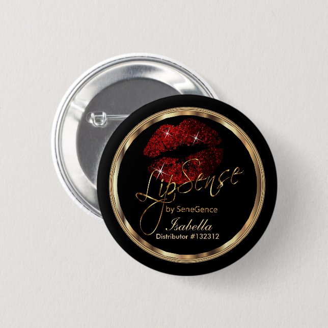 Lipsense - Cinnamon Red Glitter On Black Button (Front & Back)
