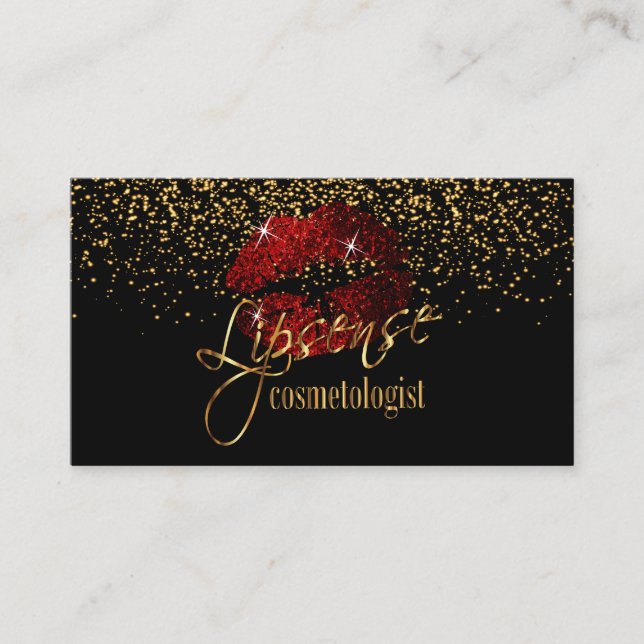 Lipsense  Cinnamon Red Lips on Black Business Card (Front)