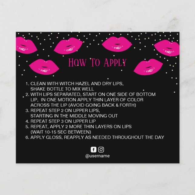 LipSense Distributor Hot Pink Lips How to Apply Flyer (Front)