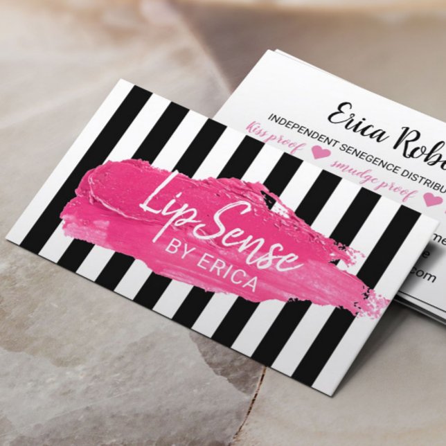 Lipsense Distributor Modern Stripes Makeup Artist Business Card (Creator Uploaded)