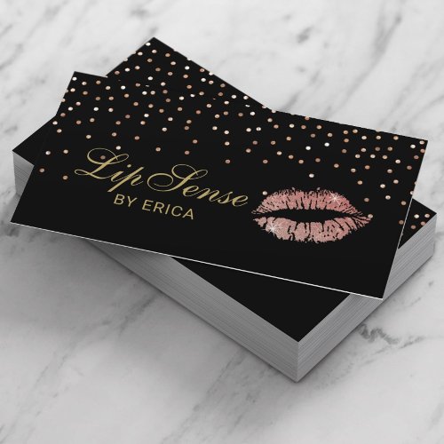 Lipsense Distributor Rose Gold Lips Makeup Artist Business Card