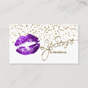 Lipsense Gold Confetti & Purple Lips Business Card