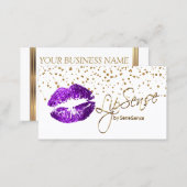 LipSense Gold Confetti & Purple Lips Business Card (Front/Back)