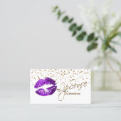 LipSense Gold Confetti & Purple Lips Business Card (Standing Front)