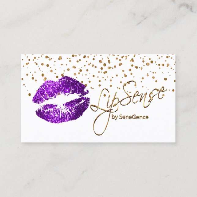 LipSense Gold Confetti & Purple Lips Business Card (Front)