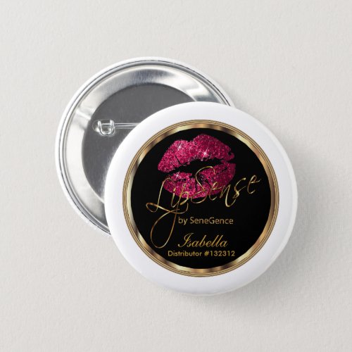 Lipsense _ Hot Pink Glitter On Black  White Button