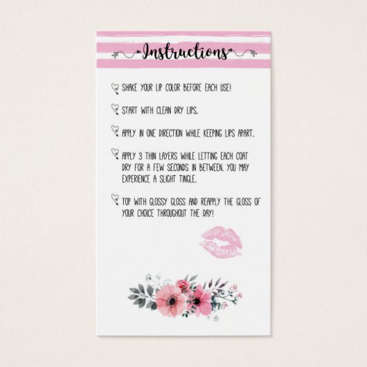 Lipsense Intructions card (Front)