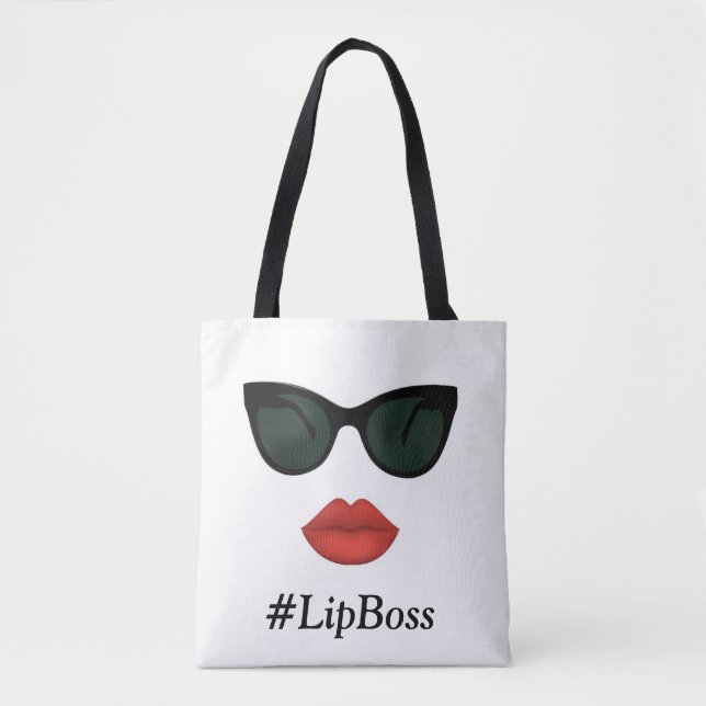 LipSense Lip Boss Tote with Kiss Red Lips Bag (Front)
