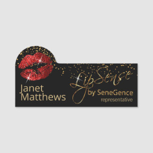 Lipsense Representative with Red Lips Name Tag