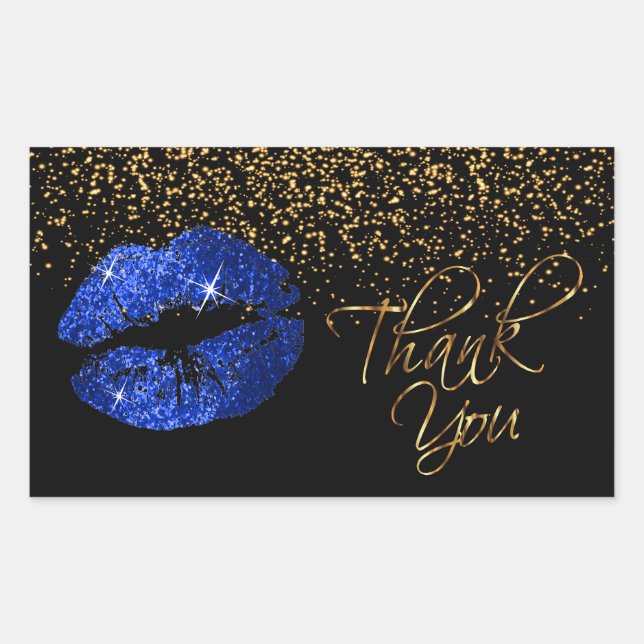 Lipsense SeneGence Thank You - Blue Lips Rectangular Sticker (Front)
