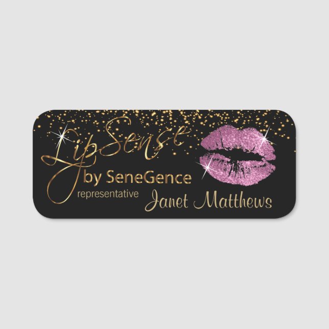 Lipsense with Pink Lips Name Tag (Front)