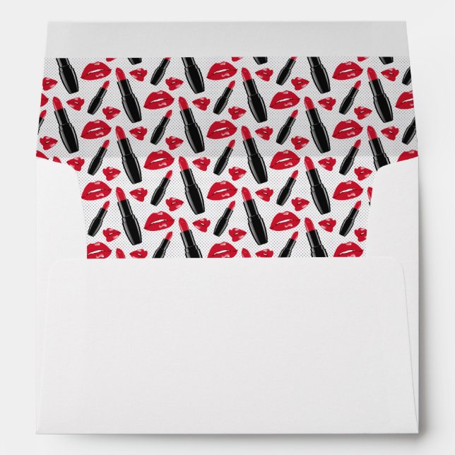 Lipstick And Lips Polka Dot Pattern Envelope (Back (Bottom))