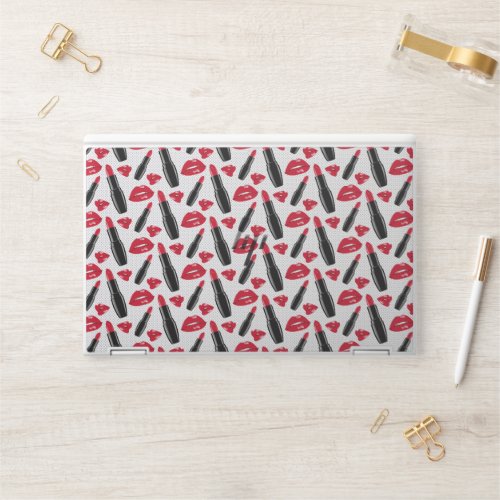 Lipstick And Lips Polka Dot Pattern HP Laptop Skin