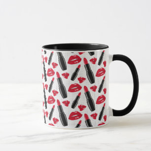 Lipstick And Lips Polka Dot Pattern Mug