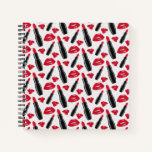 Lipstick And Lips Polka Dot Pattern Notebook