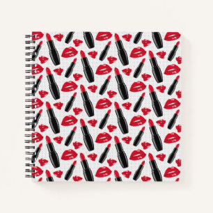 Lipstick And Lips Polka Dot Pattern Notebook