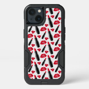 Lipstick And Lips Polka Dot Pattern iPhone 13 Case