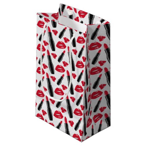 Lipstick And Lips Polka Dot Pattern Small Gift Bag