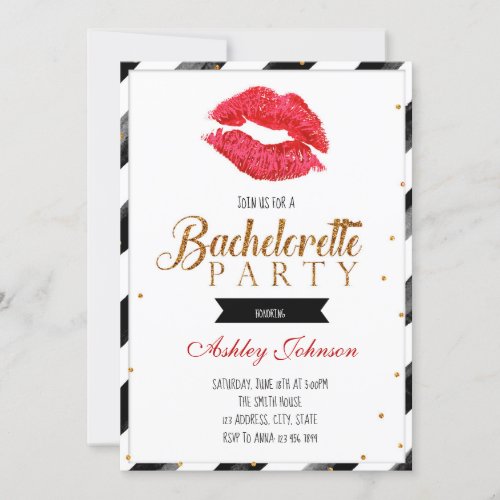 Lipstick bachelorette invitation