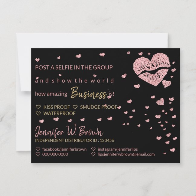 Lipstick Business pink heart lips selfie Invitation