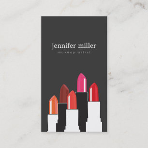 Lipstick Collage Makeup Artist and Cosmetics Business Card