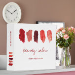 Lipstick colors swatches makeup artist 3 ring binder<br><div class="desc">Stylish elegant specific appointment book binder or documents and activities organizer for independent beauty artists,  beauticians,  distributors or beauty salons with lipstick swatches in red shades. Personalize it with your name and text on front,  spine and back!</div>