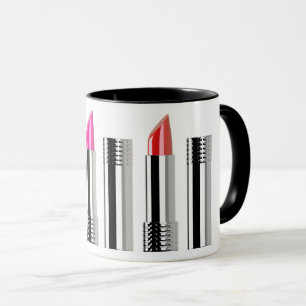 Lipstick cosmetologist beauty pink red chrome mug