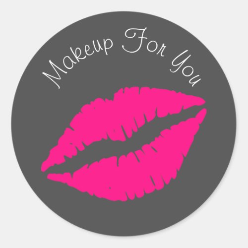 Lipstick design makeup business branding classic round sticker
