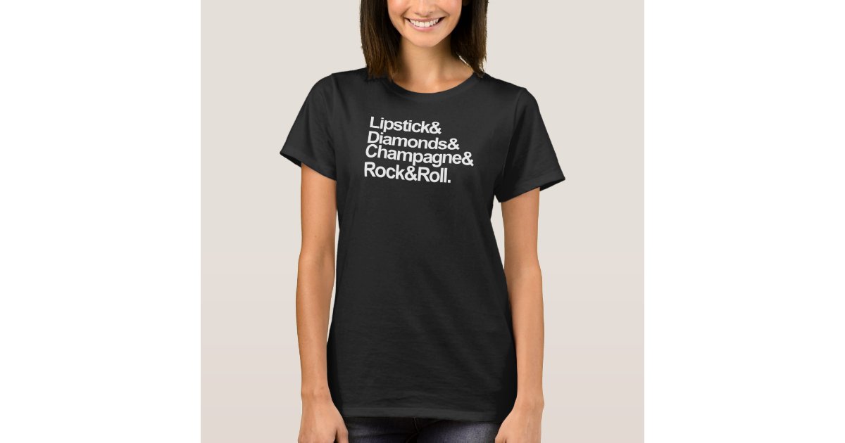 lipstick diamonds champagne t shirt