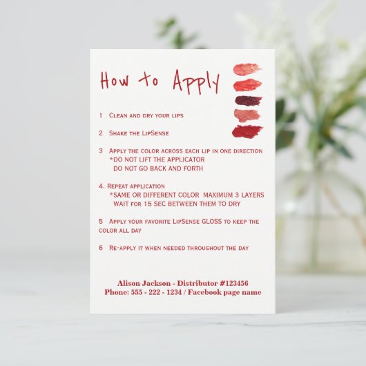 Lipstick distributor application instructions (Standing Front)