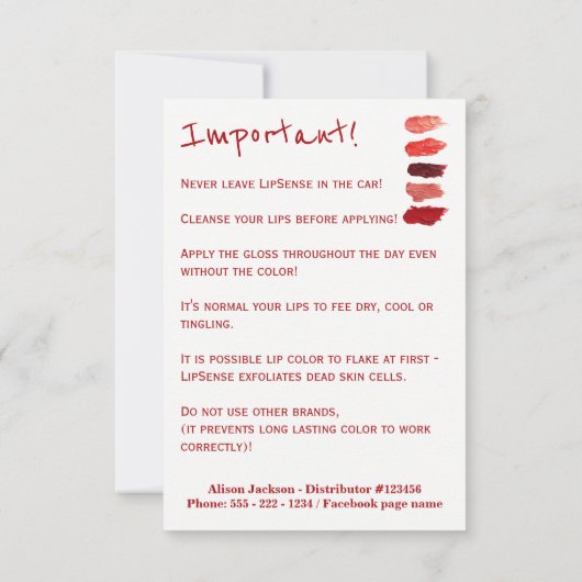 Lipstick distributor application instructions (Back)