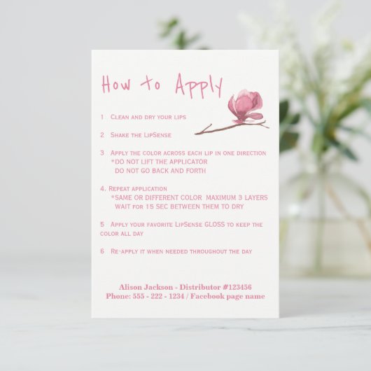 Lipstick distributor application instructions (Standing Front)