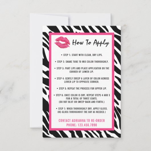 Lipstick Distributor Application / Tips Card (Front)