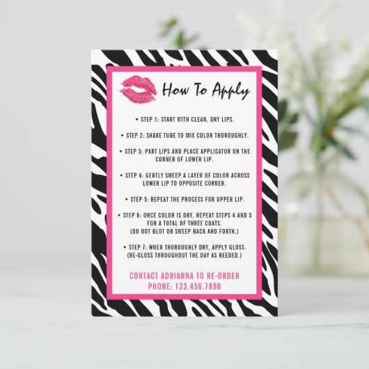 Lipstick Distributor Application / Tips Card (Standing Front)