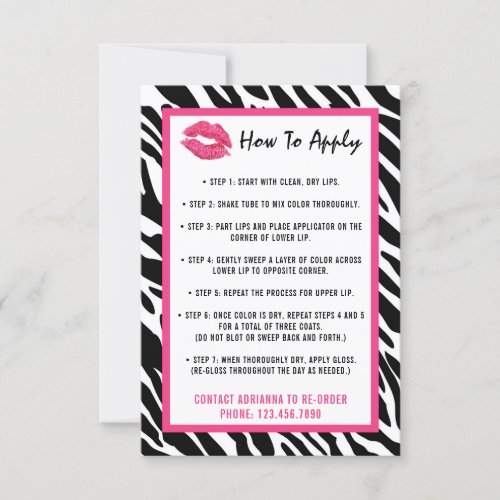 Lipstick Distributor Application  Tips Card
