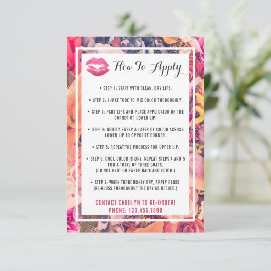 Lipstick Distributor Application / Tips Card (Standing Front)