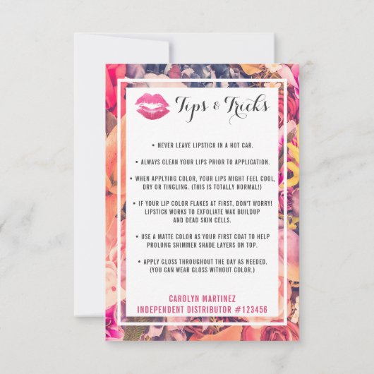 Lipstick Distributor Application / Tips Card (Back)