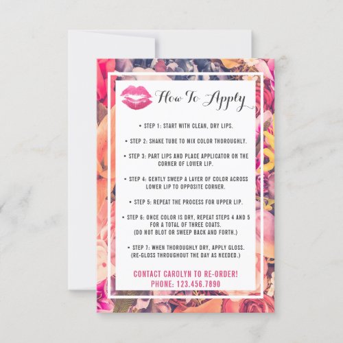 Lipstick Distributor Application  Tips Card